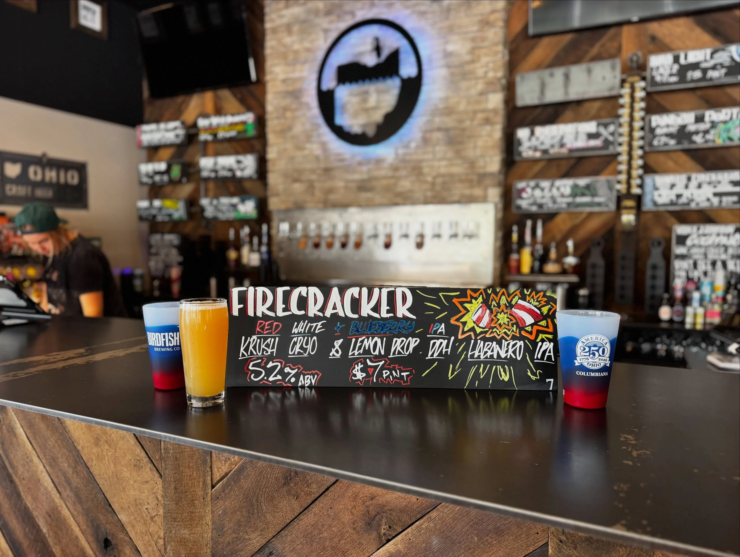 🧨SMALL BATCH BEER ON TAP 🧨
Firecracker: Red, White and Blueberry IPA. 
5.2%. DDH Blueberry &amp;Habanero IPA. 

Celebrate Two Fiddy in with a little sweat heat. This crushable session IPA combines the sweetness of blueberry with the tongue warming 