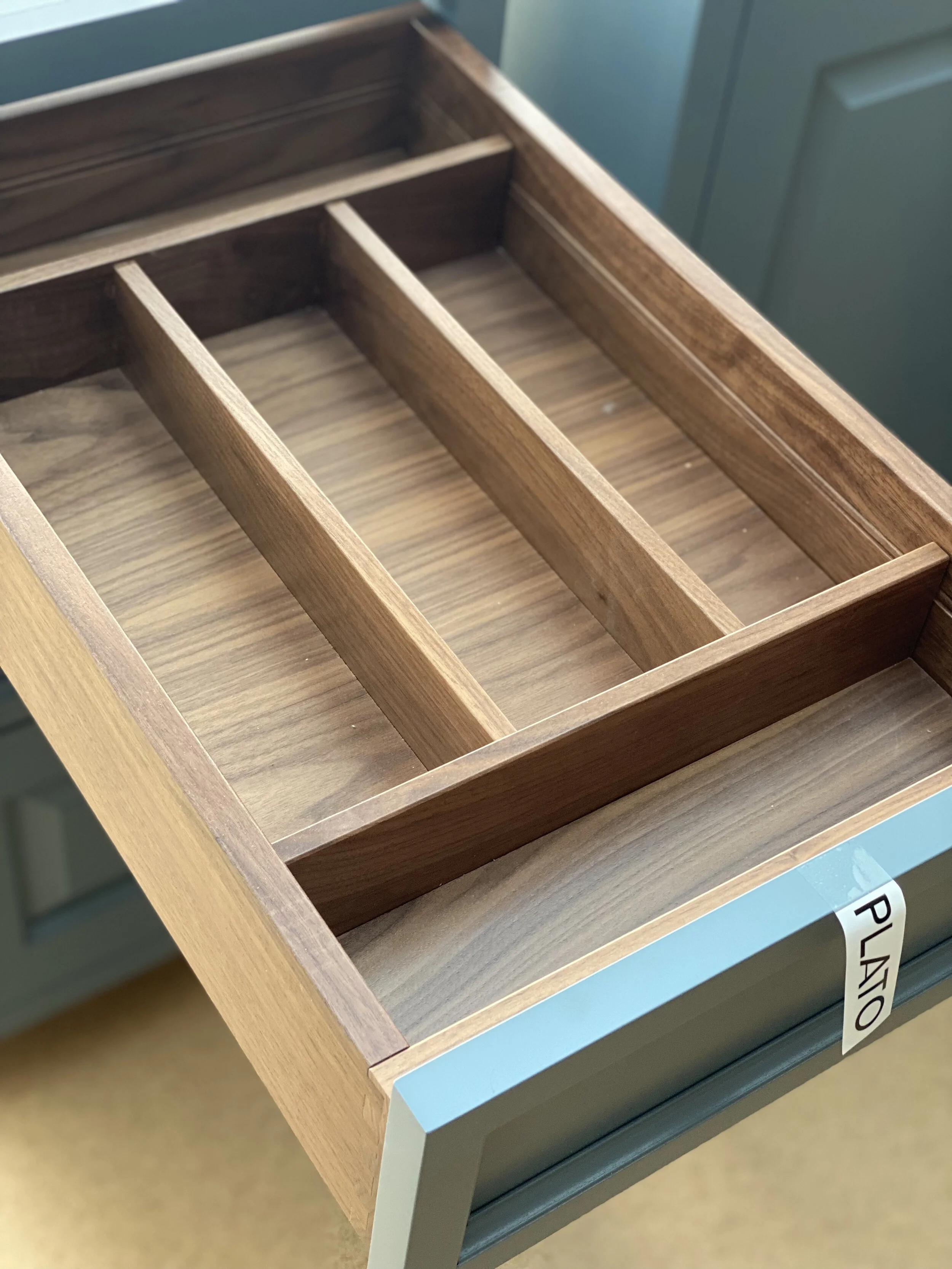 custom walnut silverware dividers