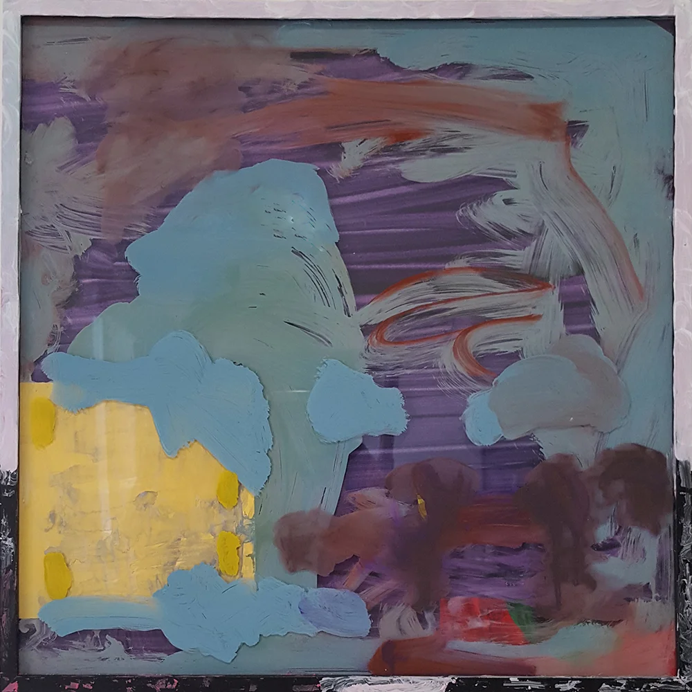 Yolk, 17 x 17 inches, Flashe, Paper, Ink, Plexiglass, Frame, 2015