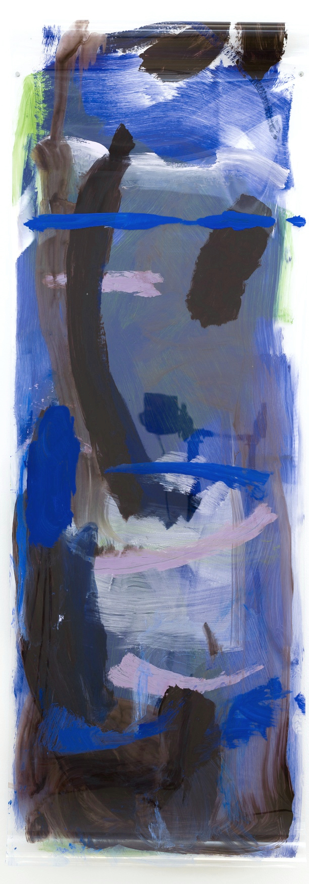 Just Intonation, 74 x 25 inches, flashe and acrylic on polyester film, 2017