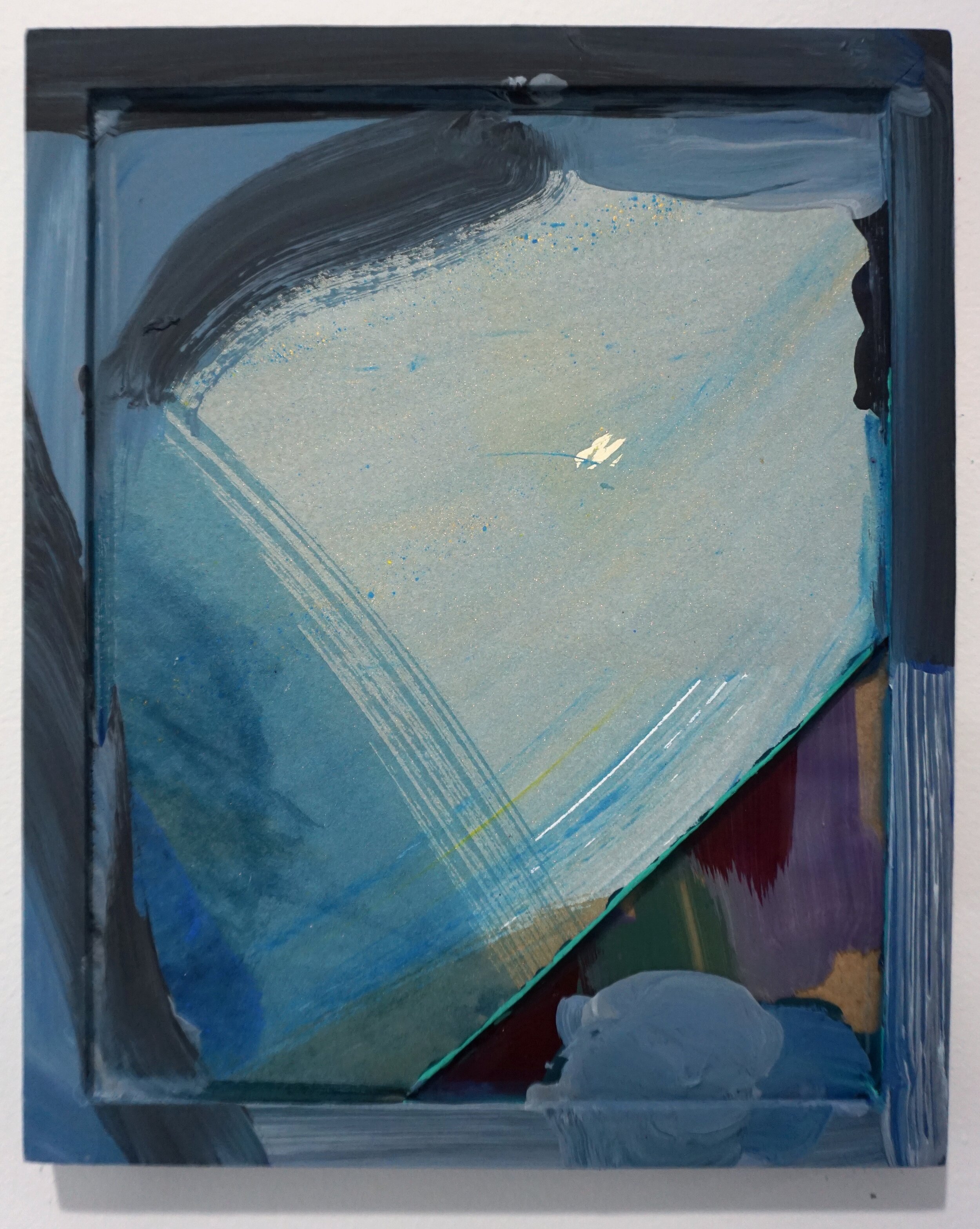 Sandek, Flashe and acrylic ink on matboard, glass, and frame, 11 x 9 inches, 2018