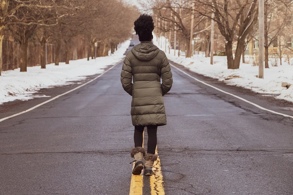 Gemma Acheampong walking in street
