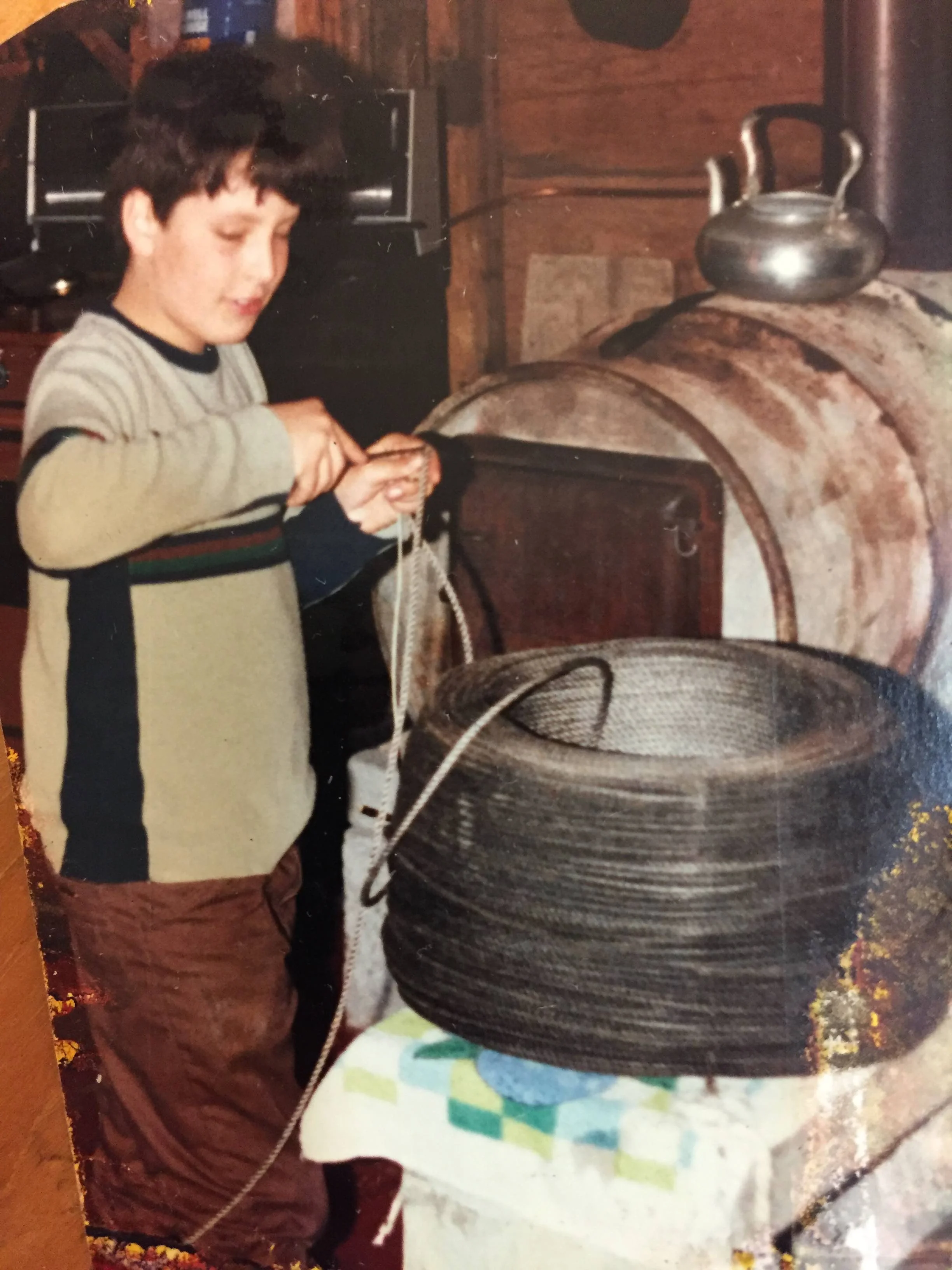 The author in the 1980's building commercial halibut fishing gear to take part in the newly profitable fishery.