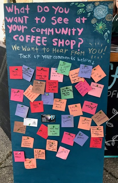 Here is a picture of our community comment board at our last festival. The community had a lot of great suggestions!