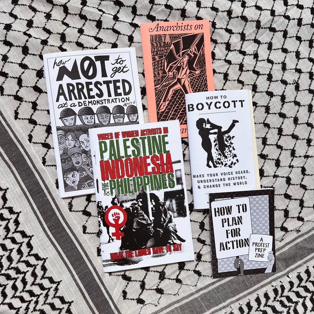 Good morning &hearts;️ We stand in solidarity with every single person protesting on their campuses 🇵🇸 It&rsquo;s amazing to see, and we thank you for the important work you&rsquo;ve done &hearts;️ We&rsquo;ve been keeping the zine corner stocked, 