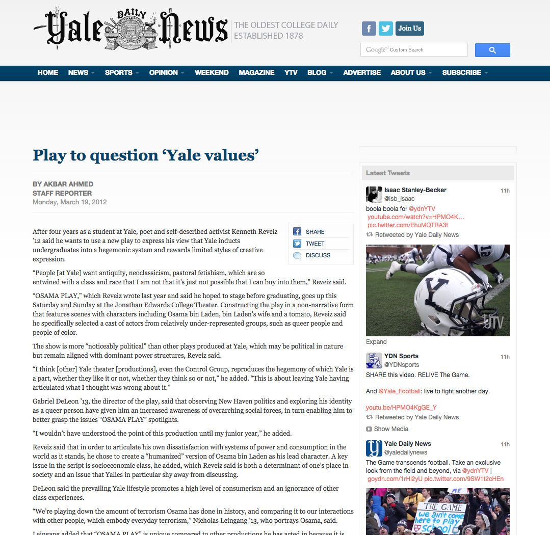 Play to question ‘Yale values’