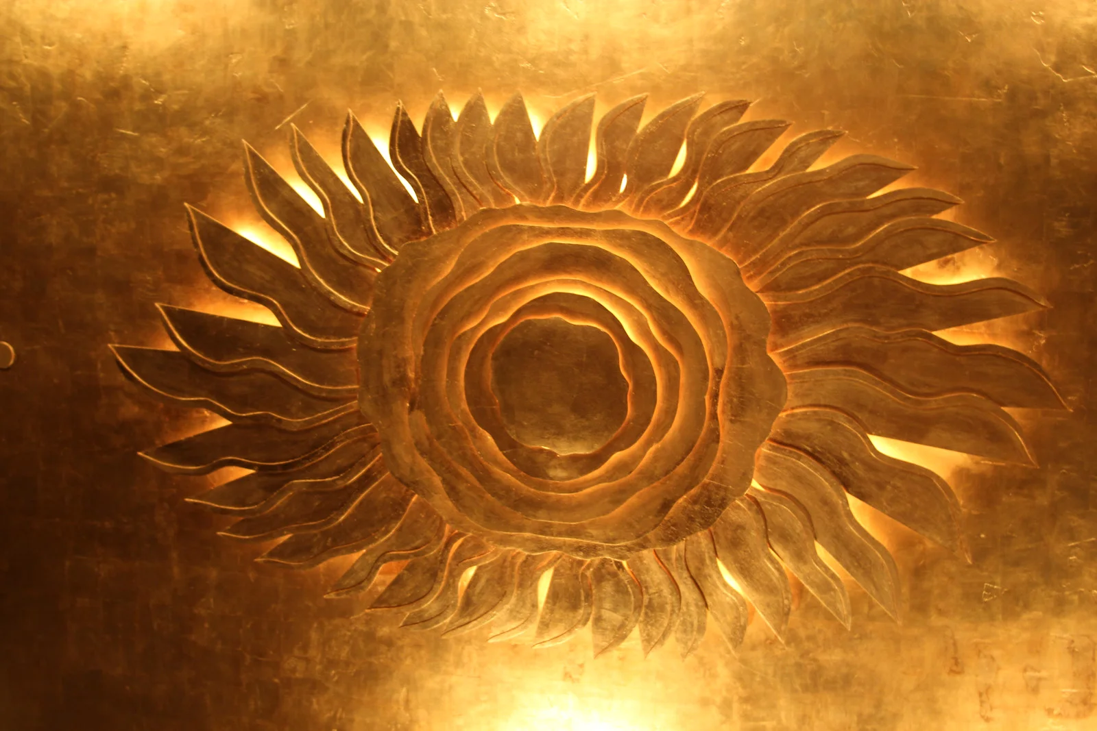 Overhead detail of deco-inspired lighting feature