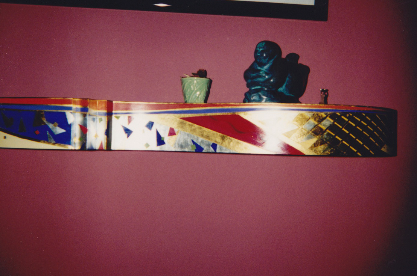 Painted genuine gold and silver leaf and decorative painted shelf