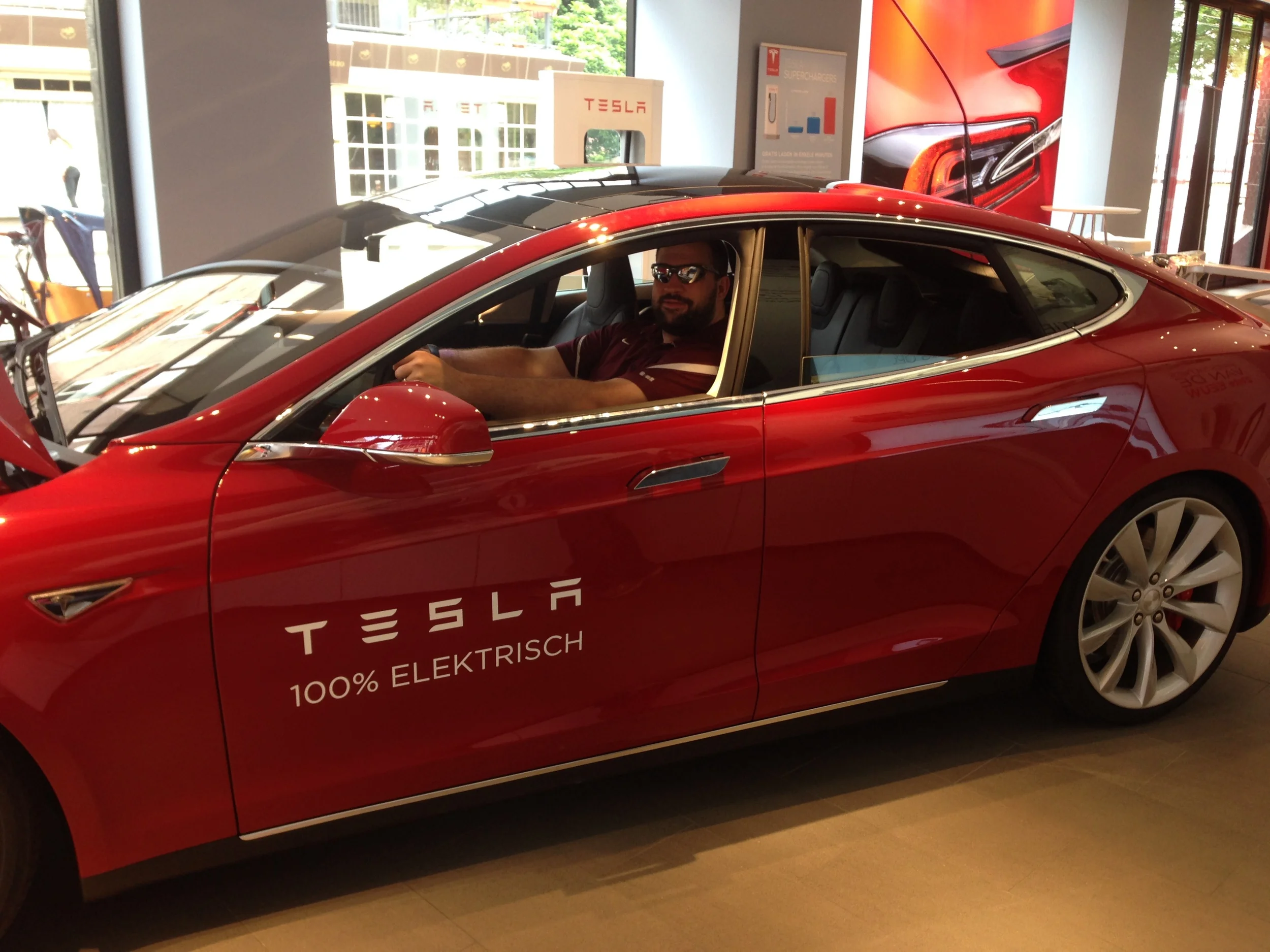 Dream car in the Tesla Store, Amsterdam, Netherlands, Summer 2014