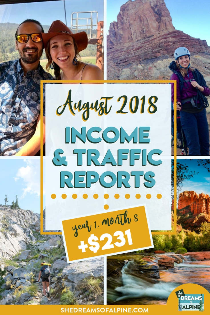 She Dreams of Alpine Traffic and Income Report August 2018