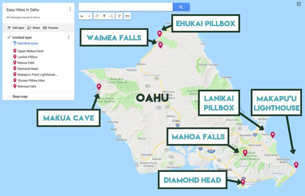Oahu Hiking Trails Map 7 Beautiful Easy Hikes In Oahu, Hawaii — She Dreams Of Alpine