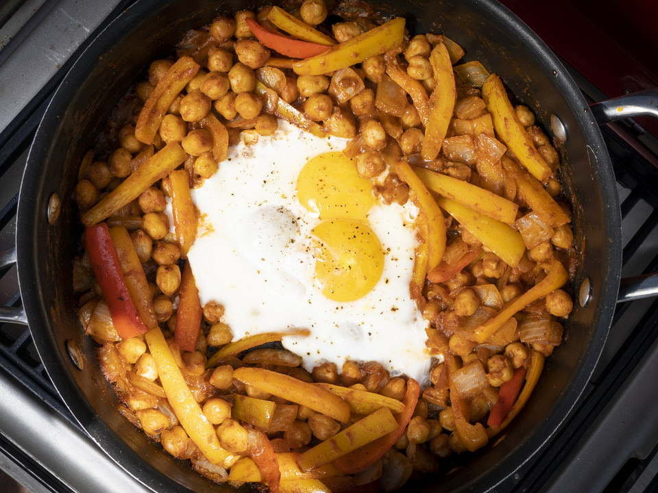 Hash is a classic camping food recipe, this chickpea hash is just a twist on that classic!