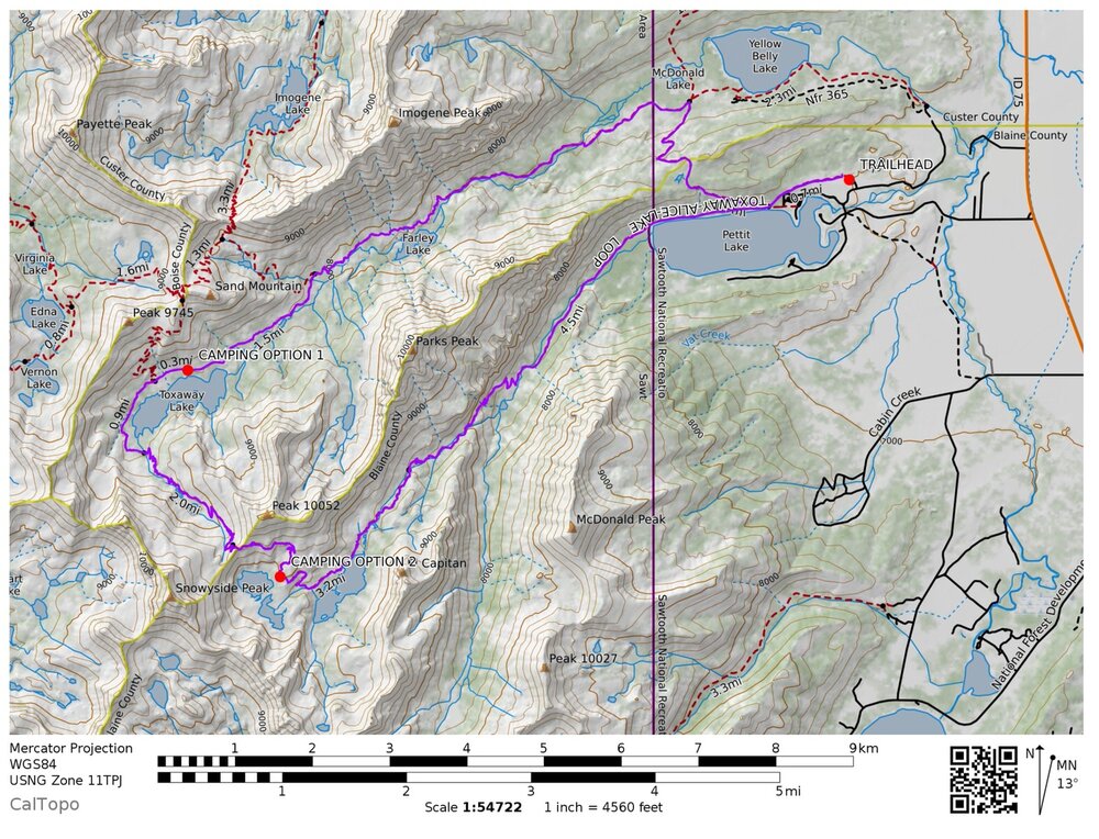 The Alice Toxaway Loop Trail Map