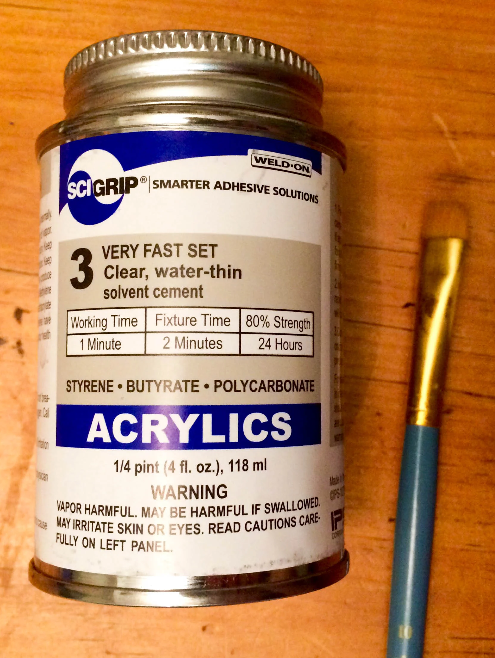 This adhesive drys extremely fast so make sure you have all your materials ready before hand. Please be aware you will also have to cut the top open. A matte knife will do the job. Be careful and don't cut your fingers off. 