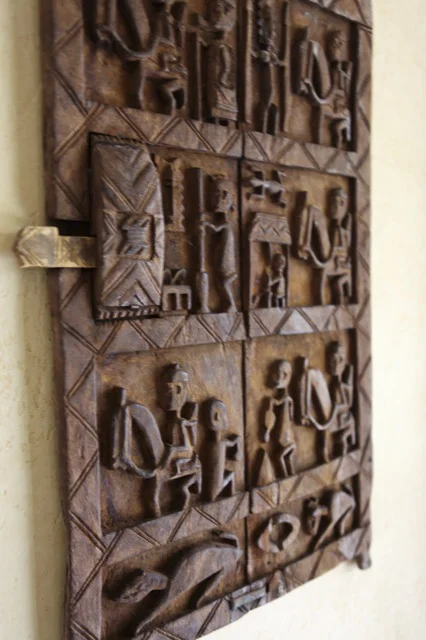 Carved gate from Mali used as a wall decoration