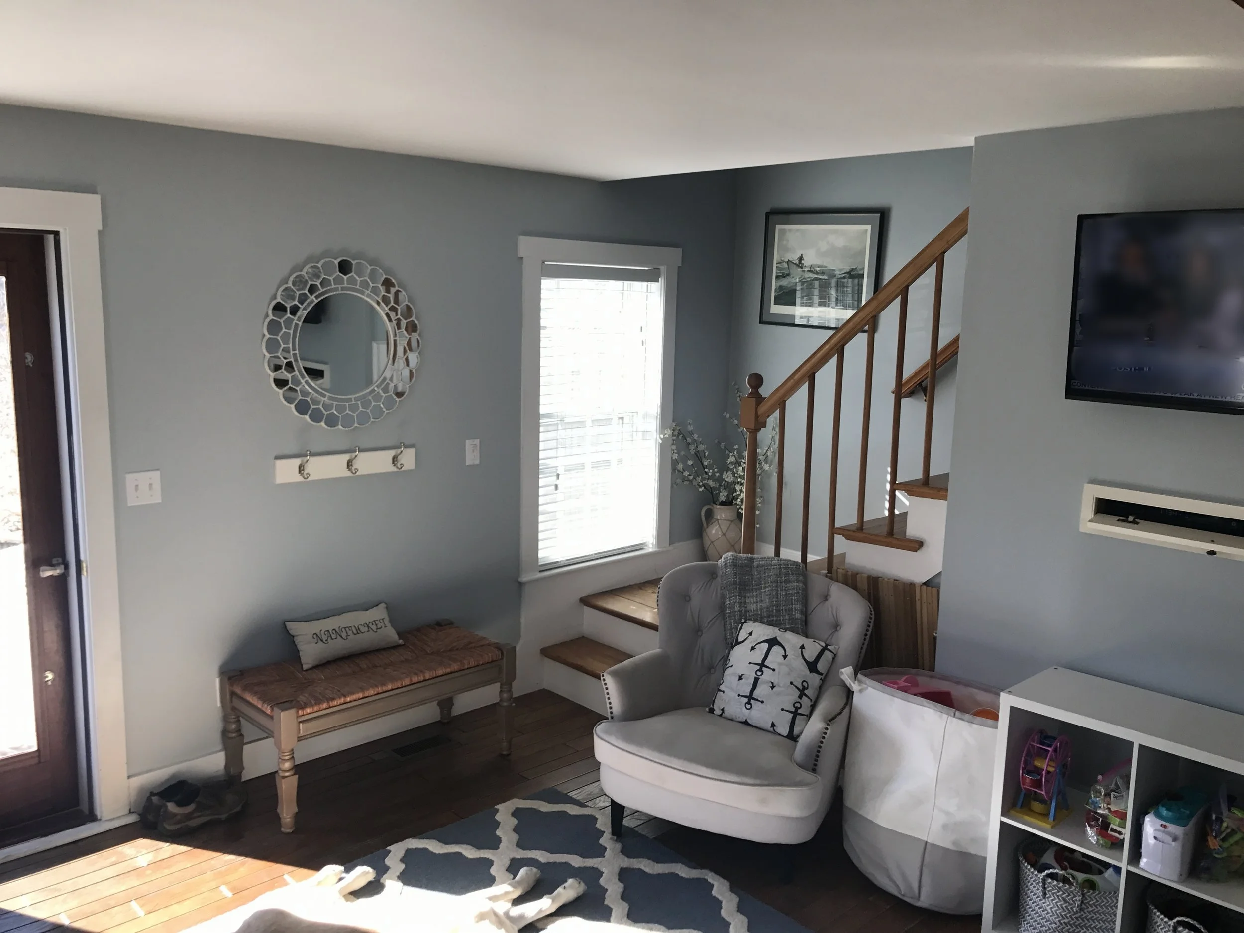Living room with stairway