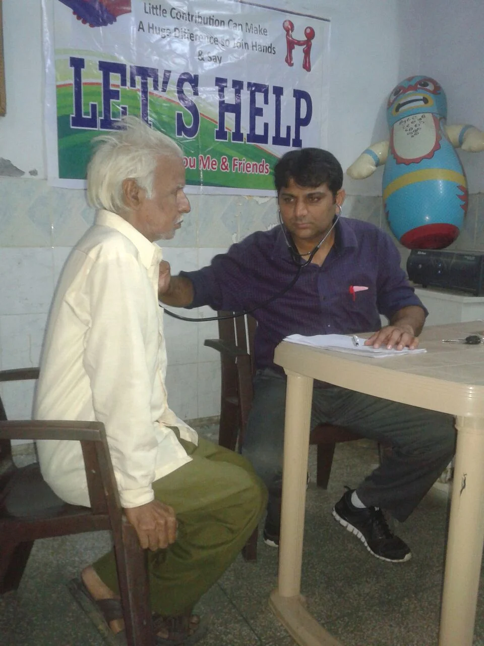 We sponsored Deepak's knee replacement surgery. However, he still requires physical therapy. He has lower back pain and a possible hernia. He is 63 years old and has been seen by a doctor only twice in his life.