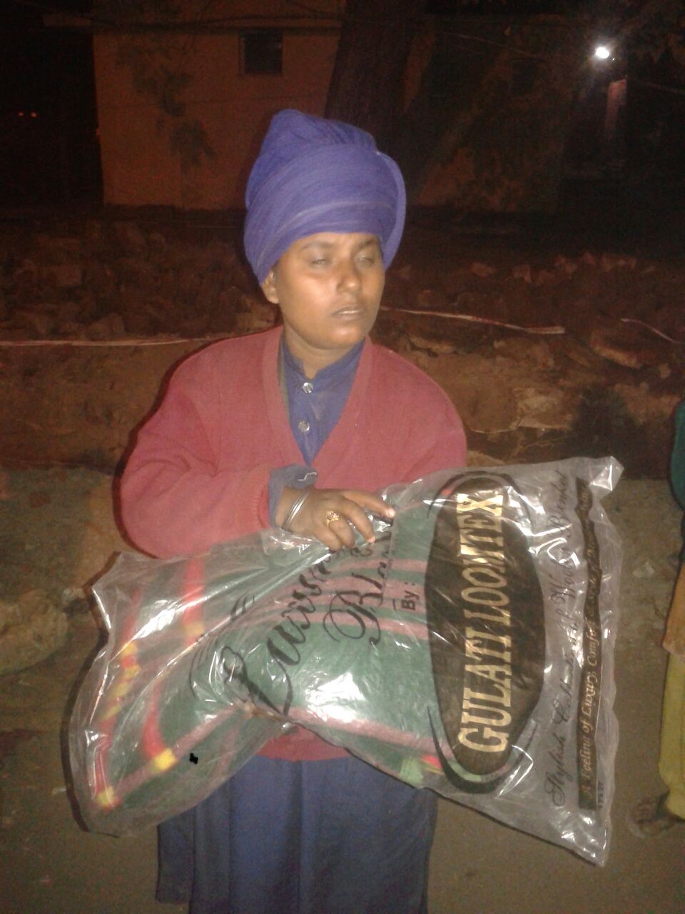 Mohinder is 7 years old and is homeless. We provided him with clothes and blankets via our clothing drive.