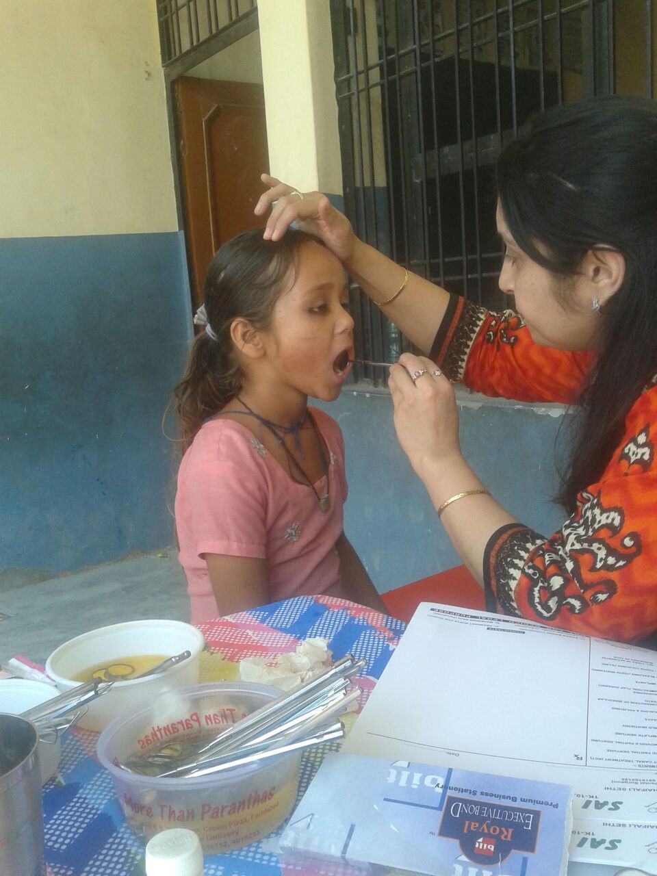 This is Sandhya. She is 6 years old. The right side of her mouth has been hurting her for several weeks. Prior to this camp she was unable to access dental health services. She wants to be a dancer when she grows up.