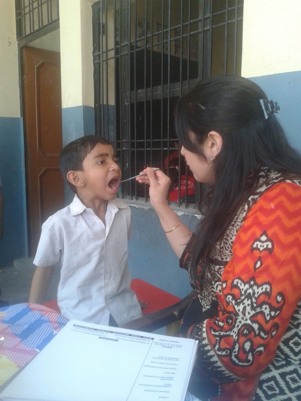 Meet Gopal. He is 5 years old. He was one of the most inquisitive children during the health camp. He told us that his mother is pregnant and was wondering if there are toothbrushes for babies. 