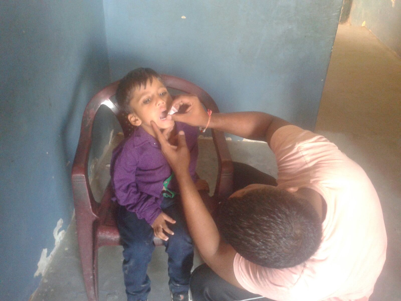 This is Niraj. He is 3 years old. He has a tooth infection from drinking dirty water. He needs antibiotics.