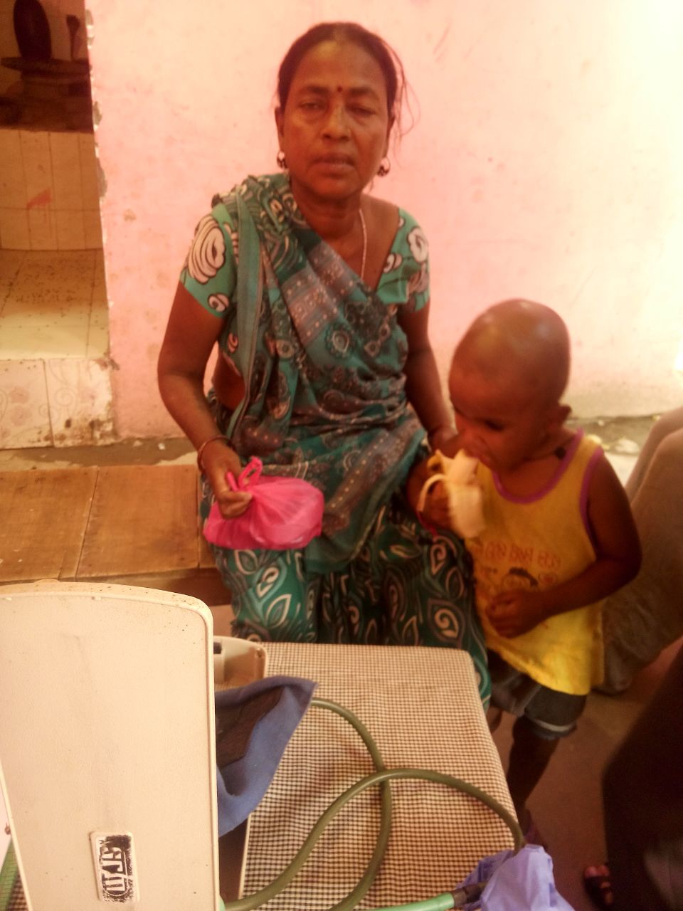 This is Sara and her grandson, Prakash. They both received general health checkups. 