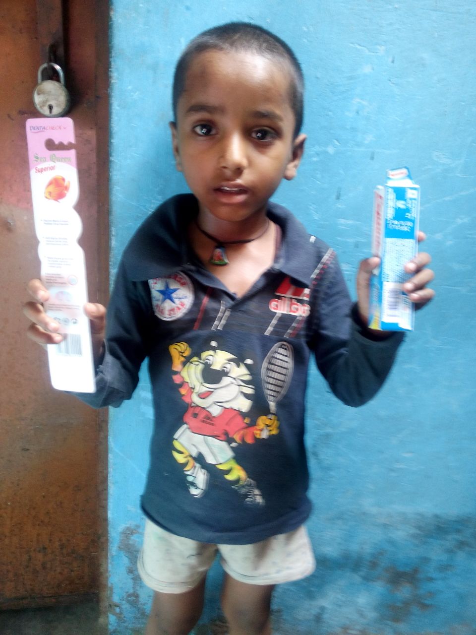 This is Prakash. He is 6 years old. His older brother works as a teacher in the same community they live in. 