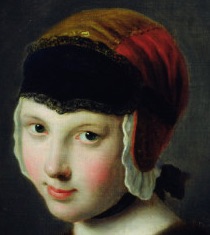 Detail from A Girl with a Black Mask by Pietro Antonio Rotari