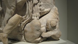 The infant Telephos at the lioness’ breast, detail from the Telephos frieze. From here .