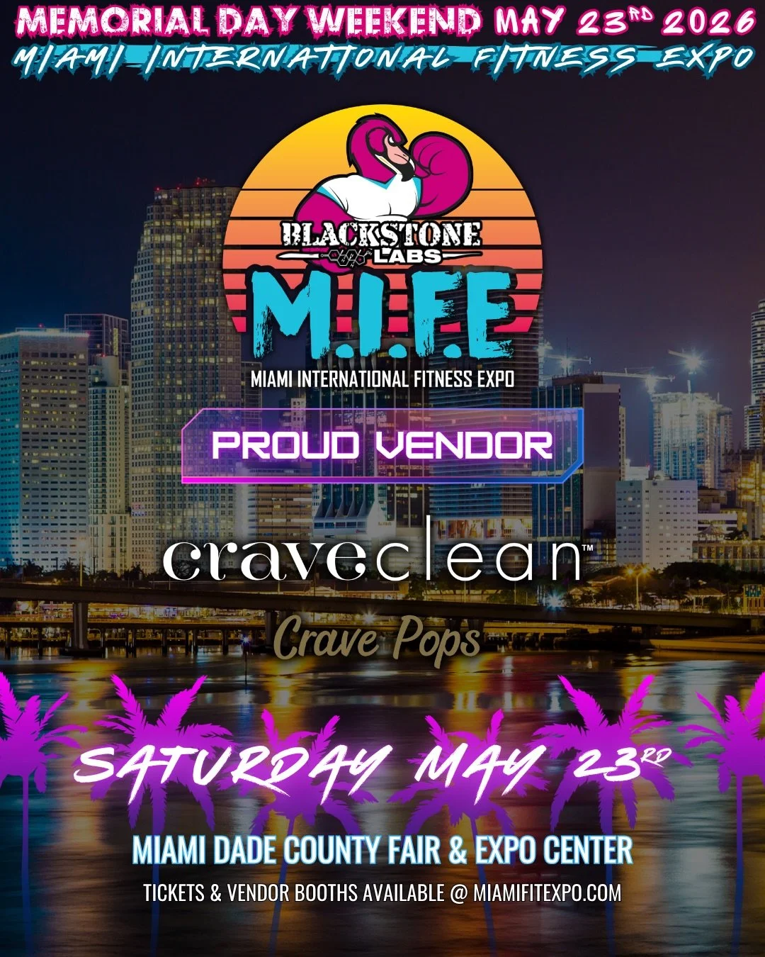 We&rsquo;re thrilled to welcome Miami&rsquo;s own&nbsp;@craveclean back to the Miami International Fitness Expo! 🎉
 #CraveClean is on a mission to prove that healthy can taste amazing - &amp; they&rsquo;re doing it with Crave Pops! 😋

Founded by @i