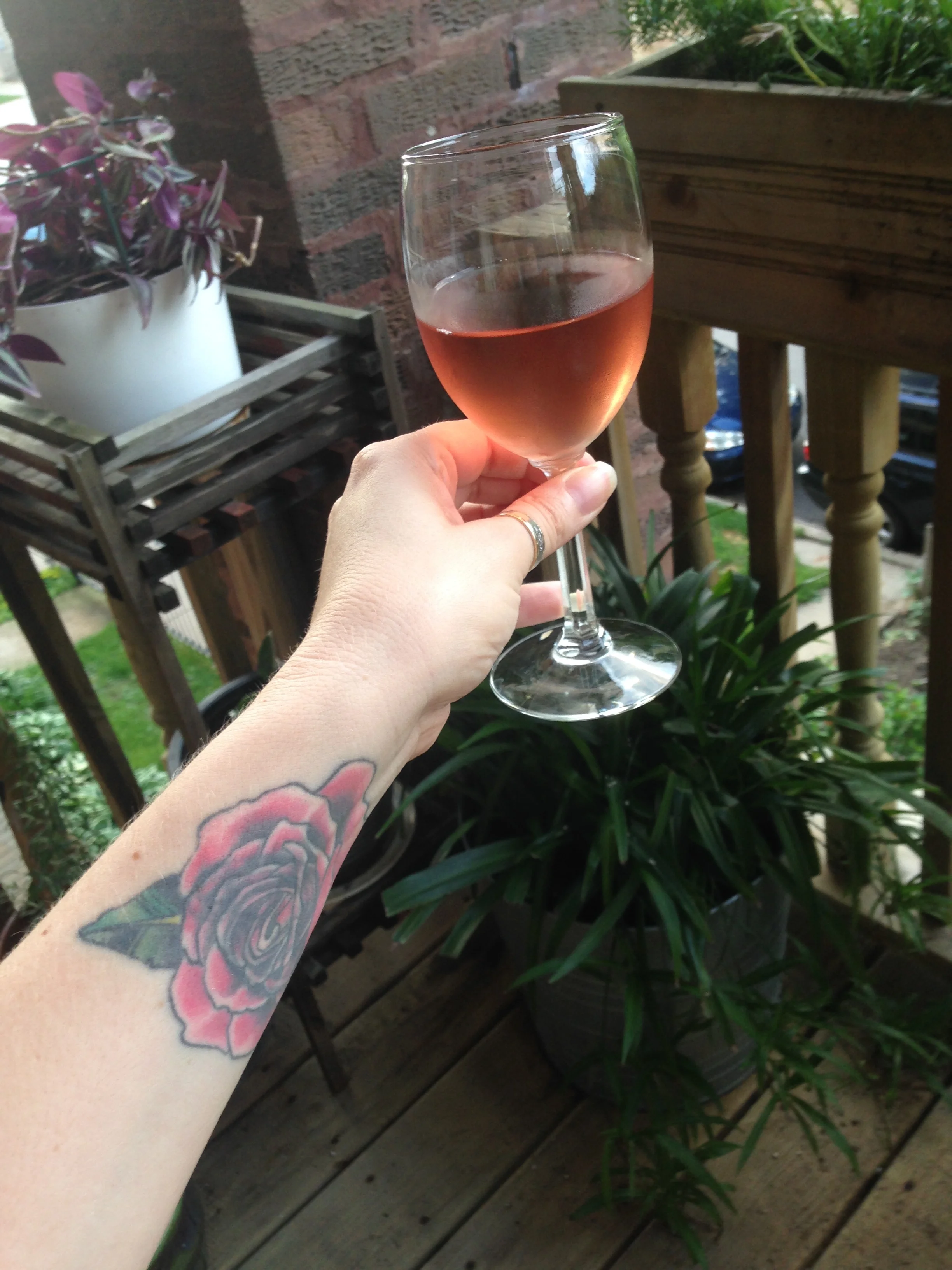 Fiction Rosé with my rose tat.