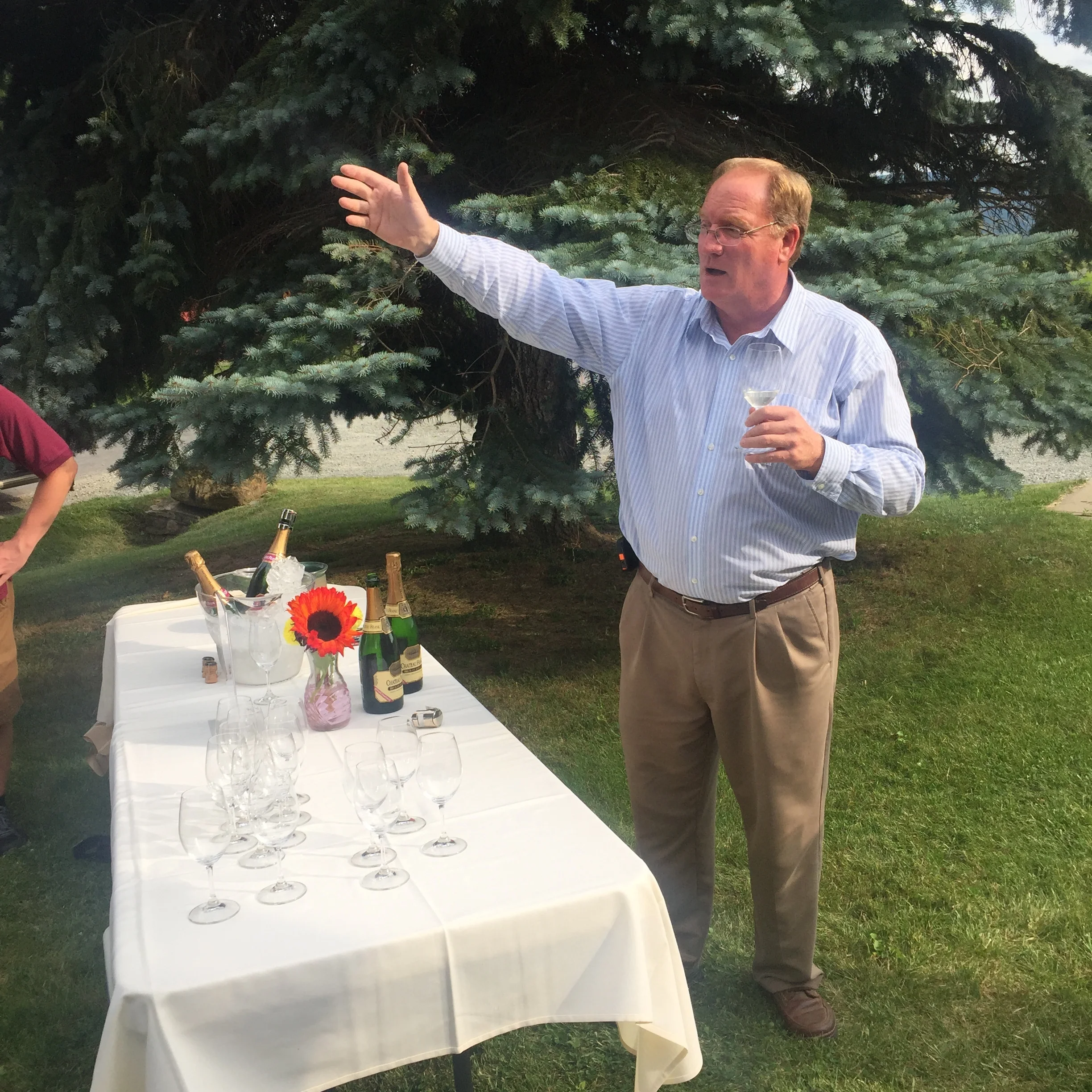 Fred Frank giving an overview of Chateau Frank, the sparkling wine house of Dr. Konstanin Frank's Vinifera Wine Cellars. photo by Gabriel Manzo