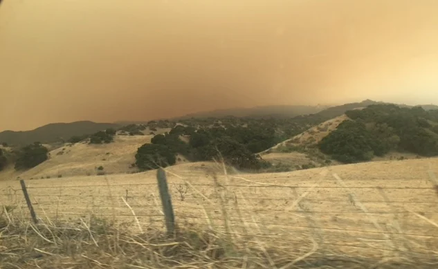 View from River Road of smoke rising from The Soberanes Fire 