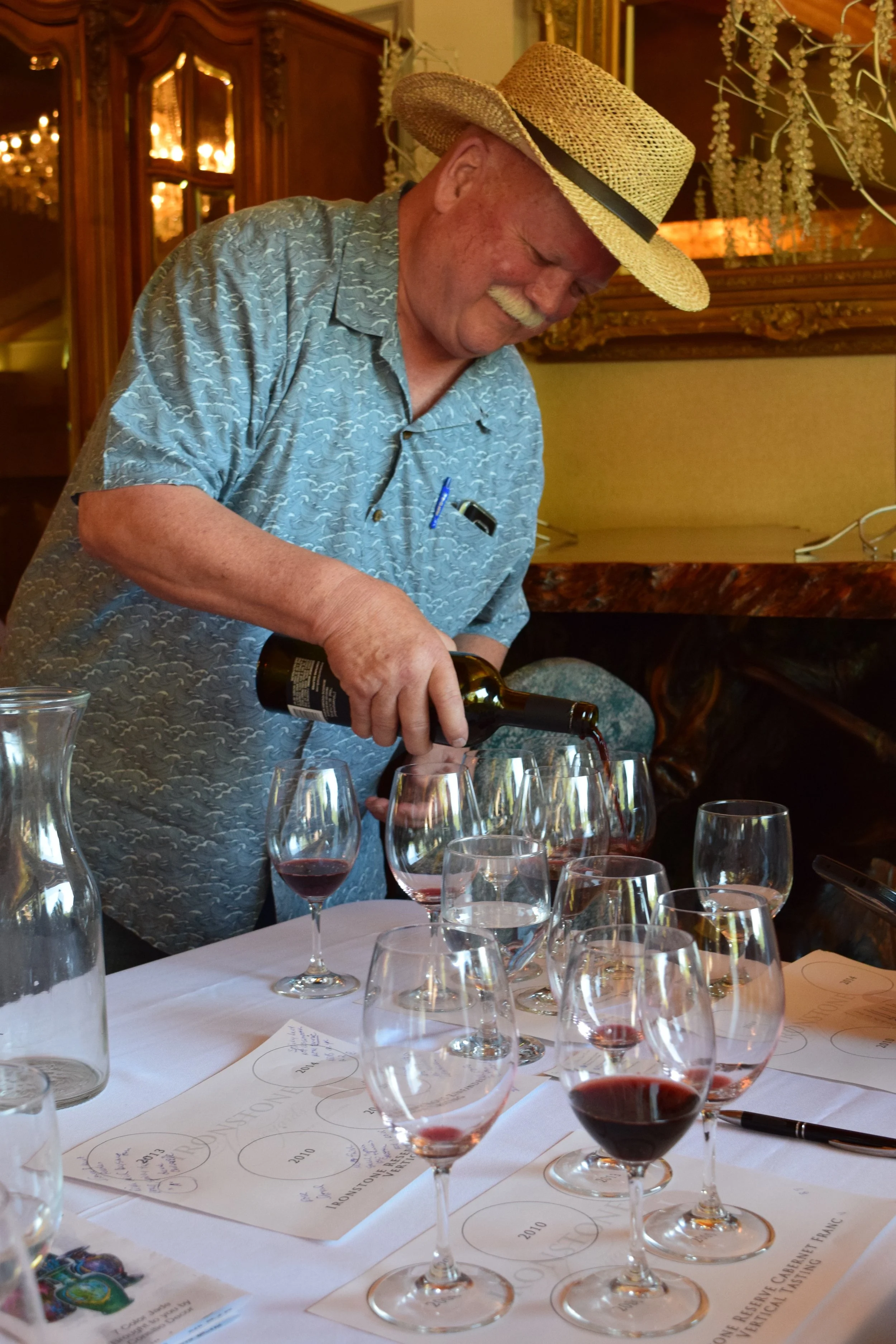Winemaker Steve Millier pouring Cabernet Franc.