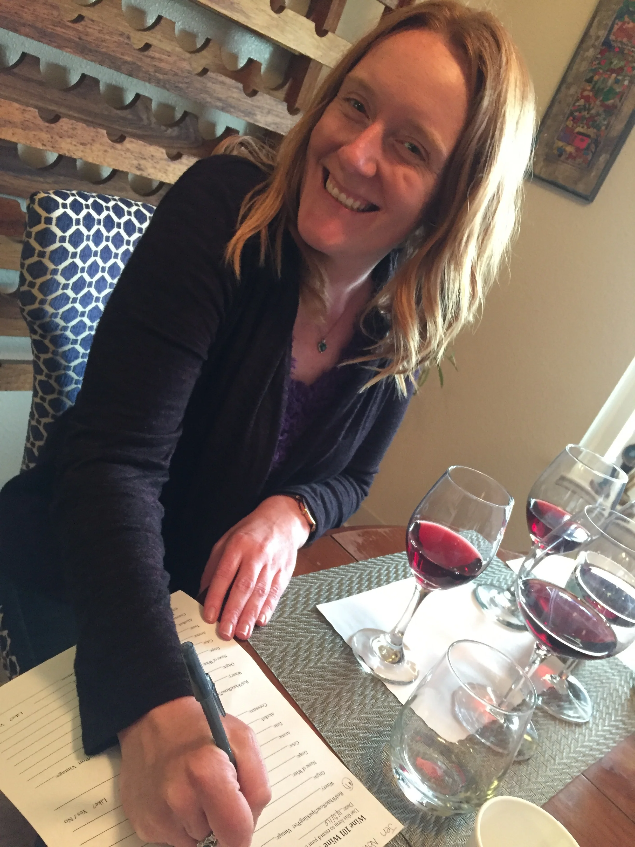 Ginger Jen, happily making her notes!