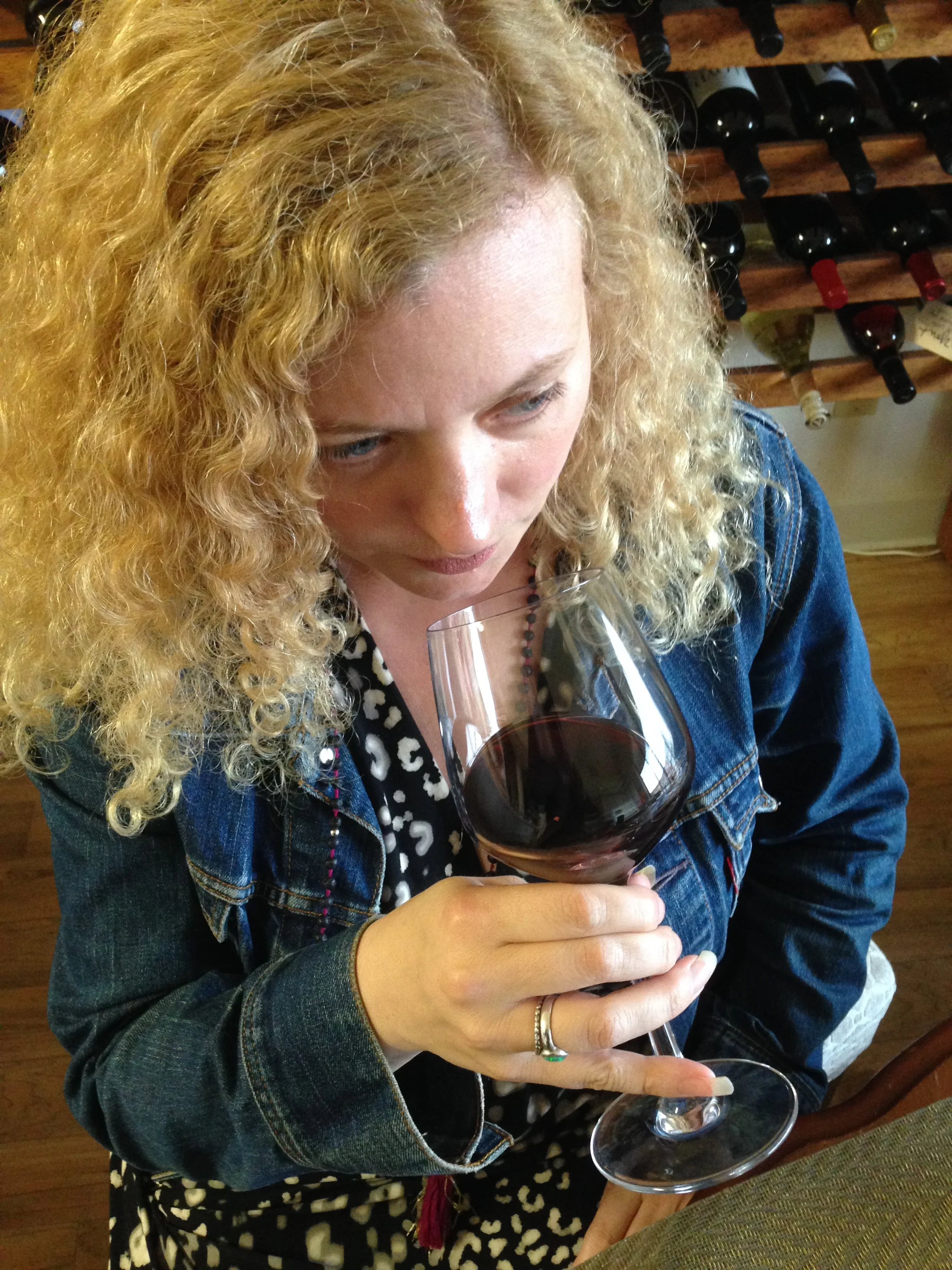 Tasting a Lebanese wine for the blog, at home in Marina, CA Photo by Gabriel Manzo