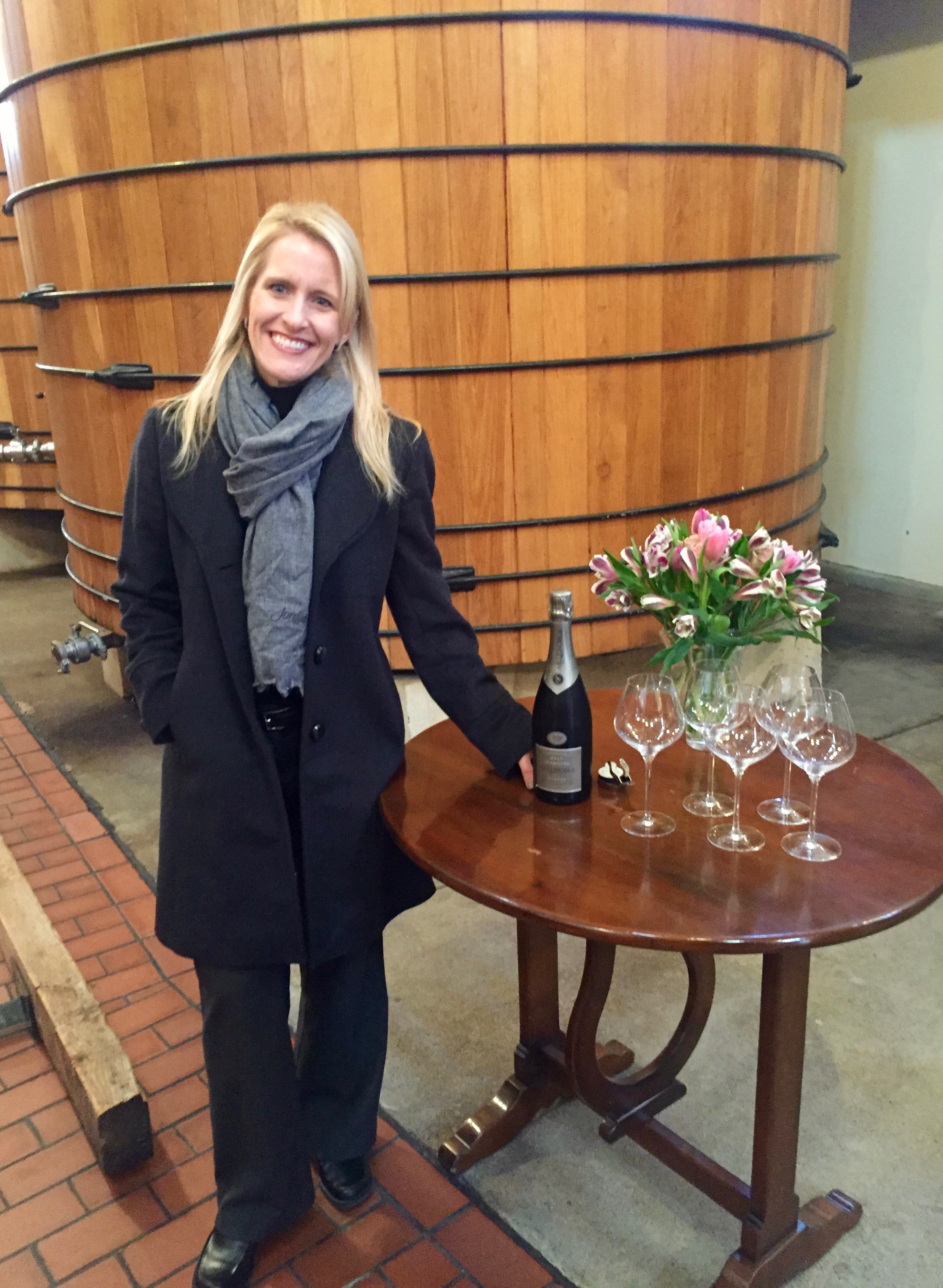 Lisa Mattson, Director of Marketing and Communications, ready to share the Jordan Cuvée.