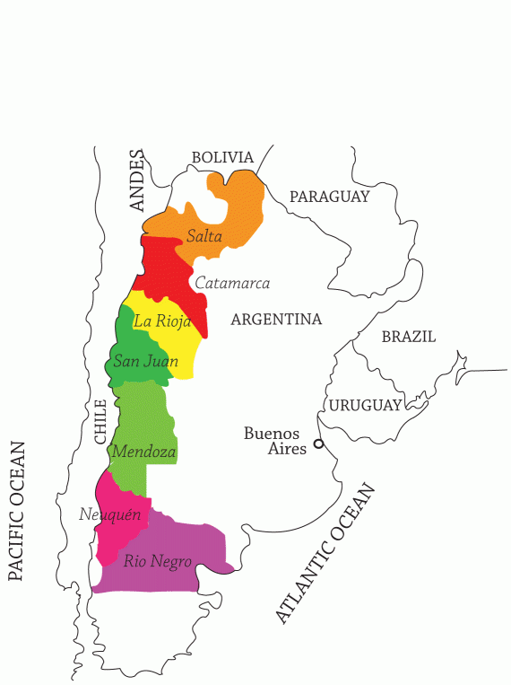 Map of Argentinian wine regions is from Uncork Life! Blog for WineChateau.com