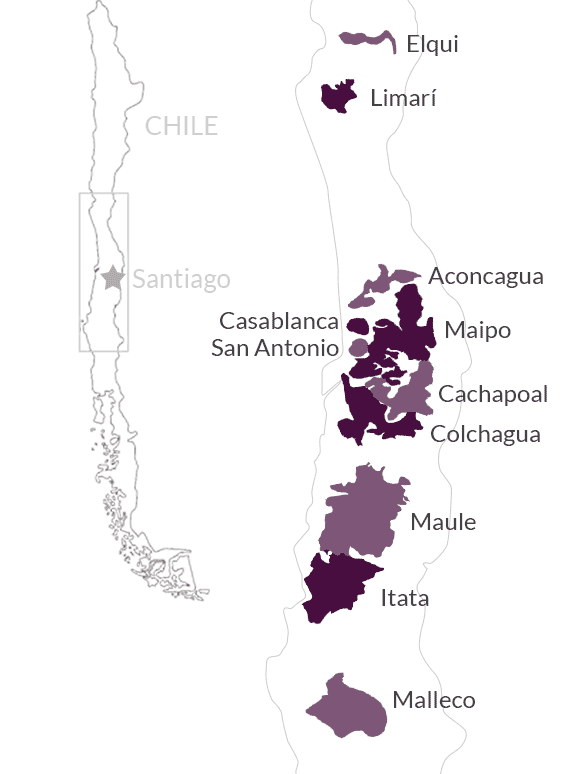 Map of Chilean wine regions is from Vine Connections. 