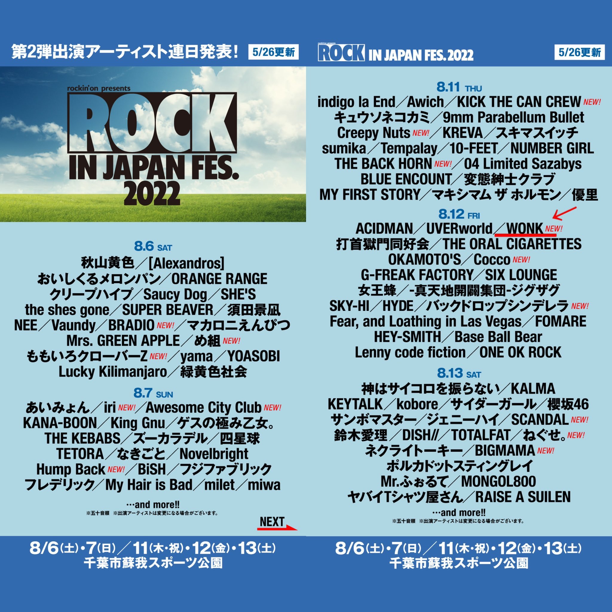 ROCK IN JAPAN FESTIVAL 2022 — WONK