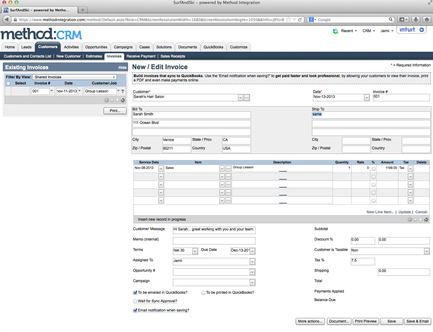 Quickbooks How To: Keep Your Customer Follow-Ups and History in One Place using Method:CRM