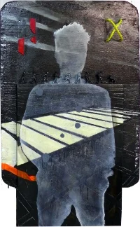  Guerrilla Fighting Spirit by CharlElie Couture - Mixed Media on Wood, 44x18"