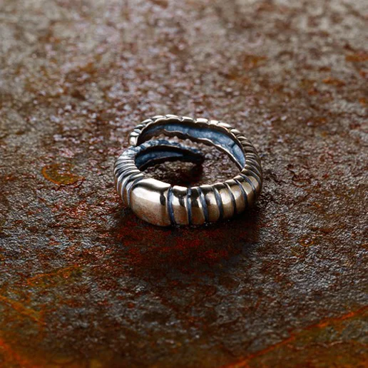 Earthworm Ring in Oxidized Sterling Silver