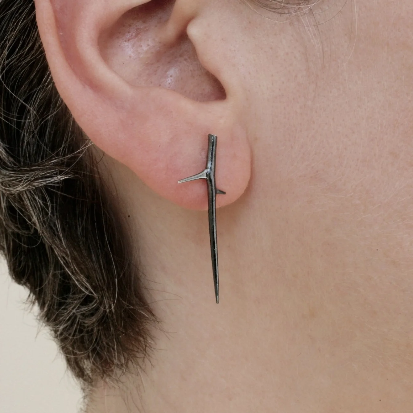 Little Black Thorns Post Earrings in Oxidized Sterling Silver