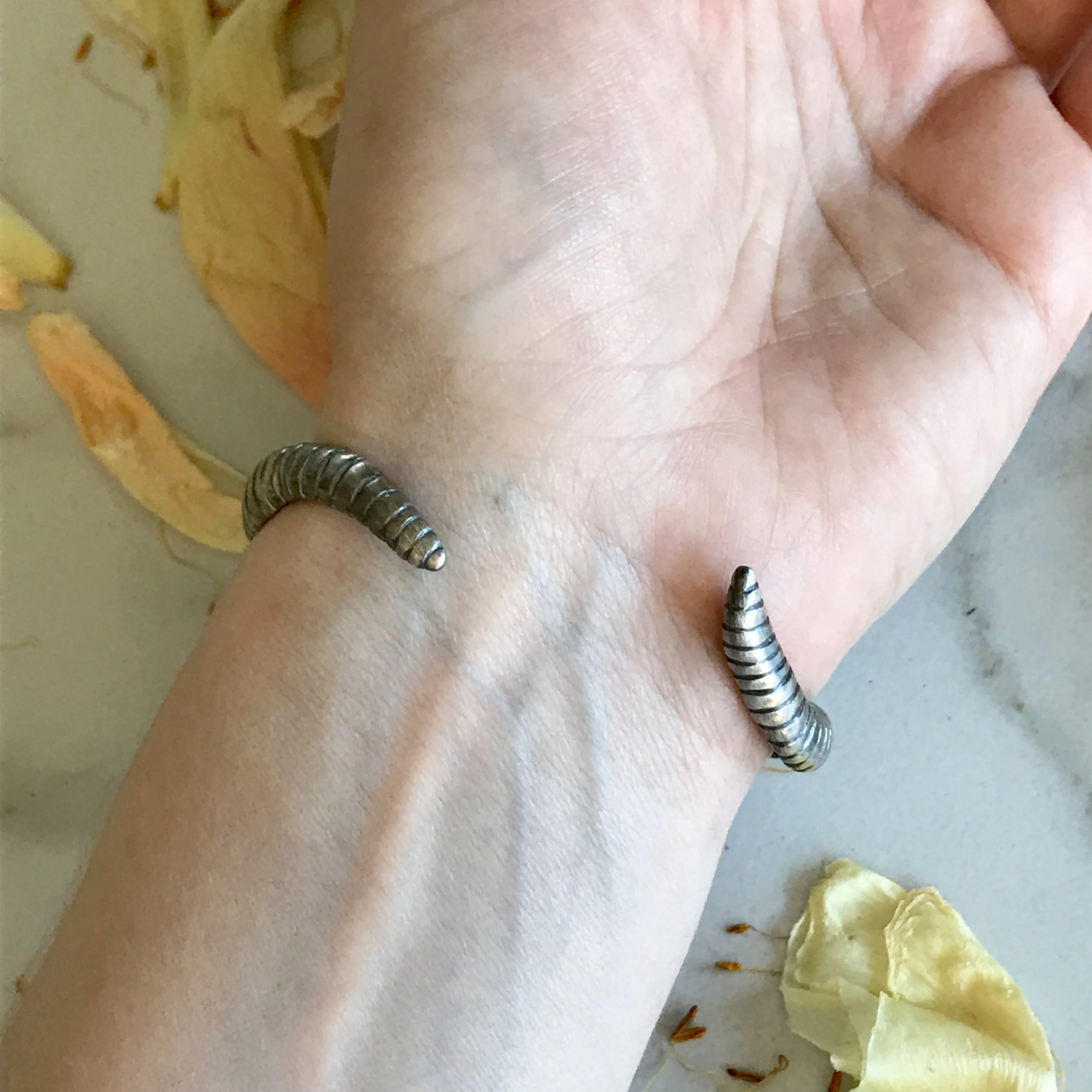 Nightcrawler Worm Cuff Bracelet in Oxidized Sterling Silver