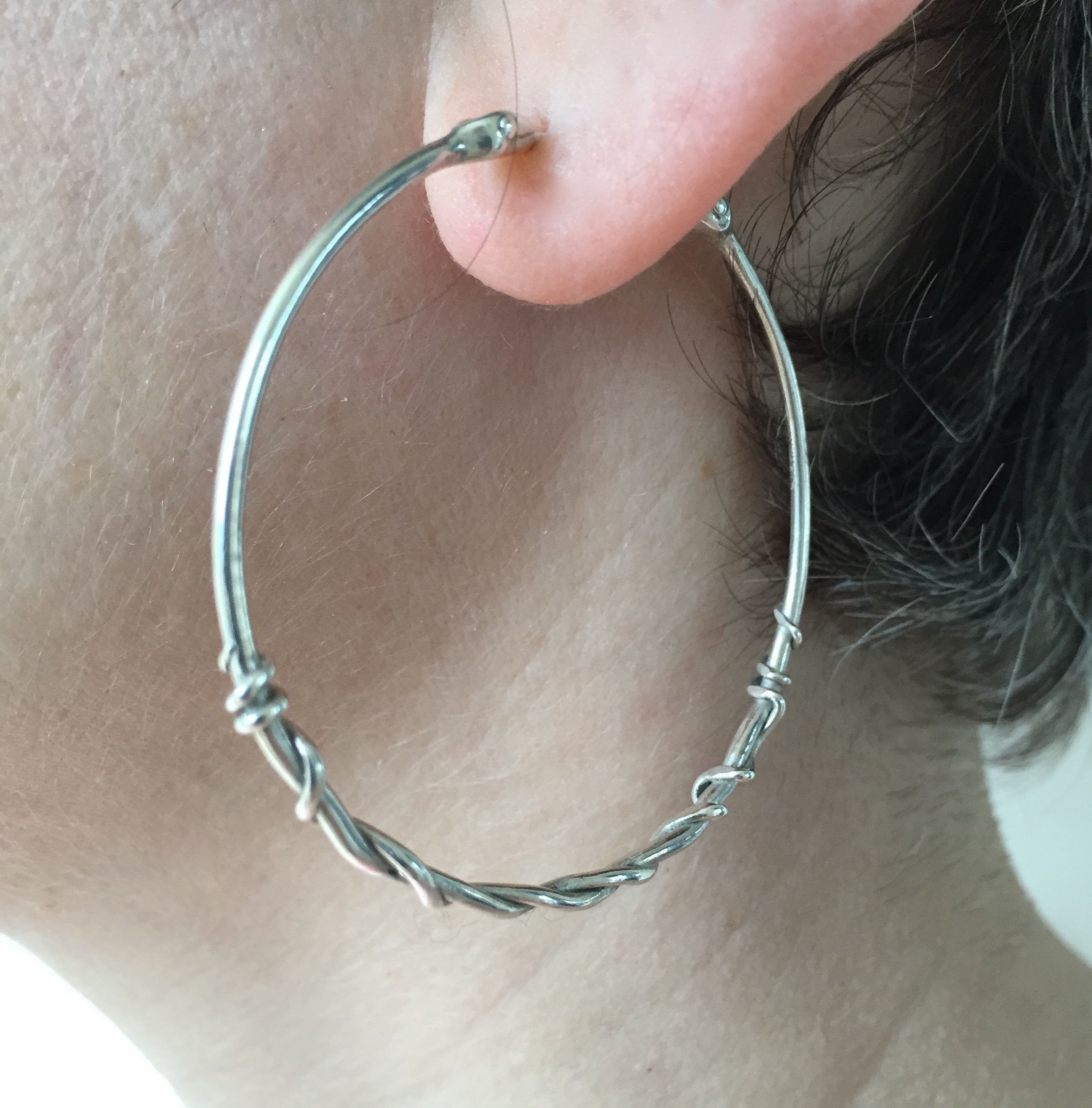Entwined Snakes Large Hoop Earrings in Oxidized Sterling Silver