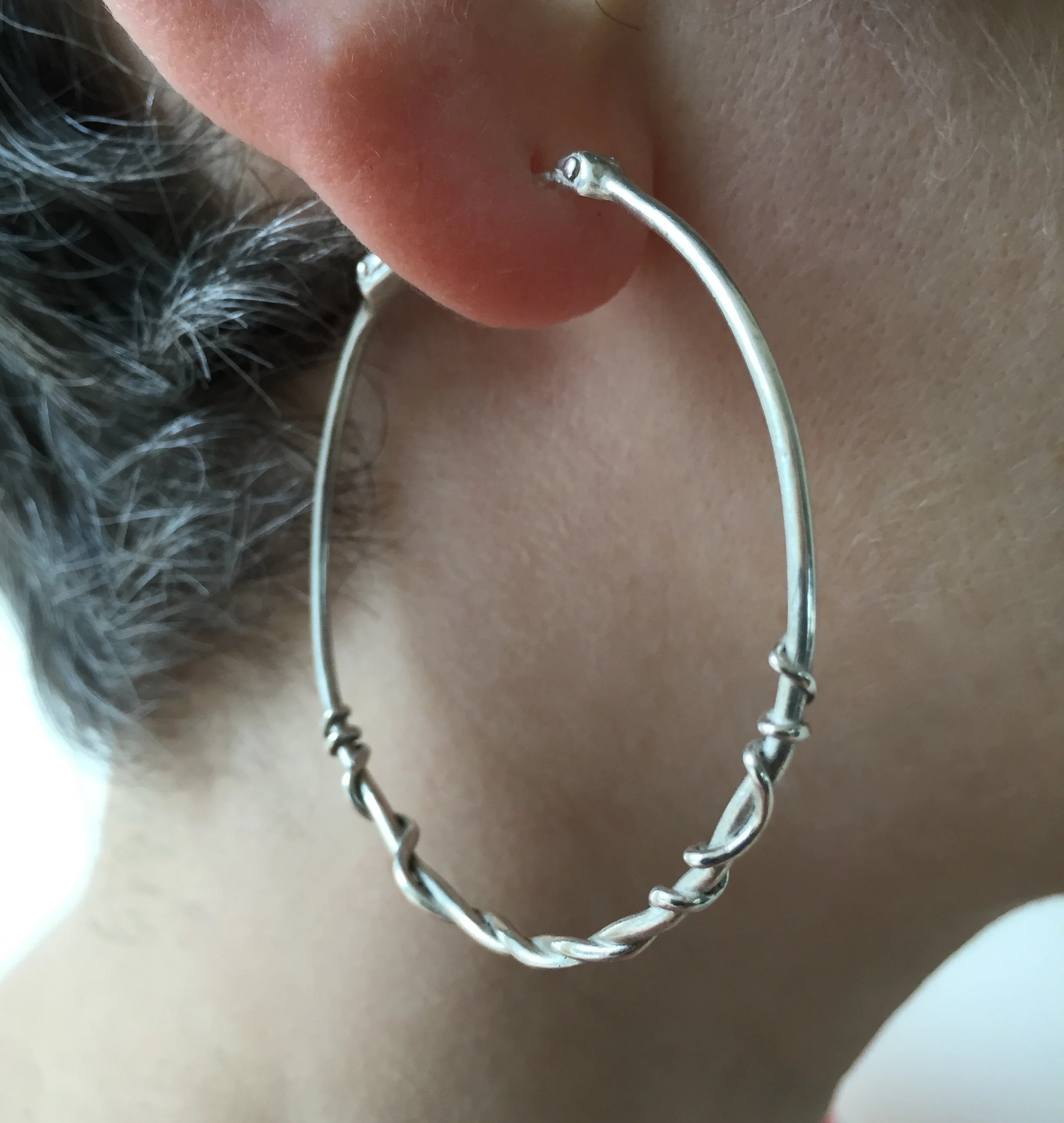 Entwined Snakes Large Hoop Earrings in Oxidized Sterling Silver