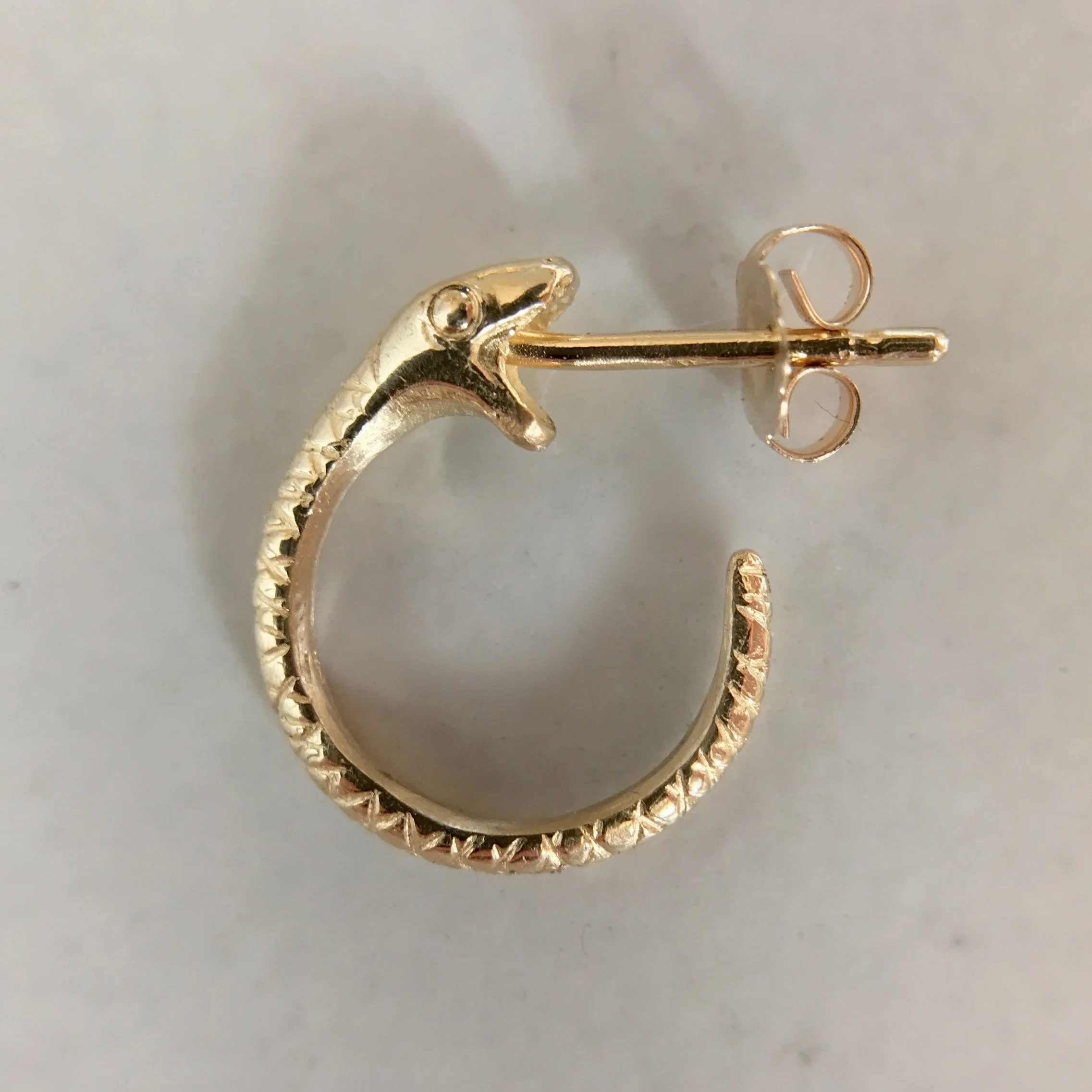Snakebite Hoop Earrings in 14k Yellow Gold by Beloved Little Lamb