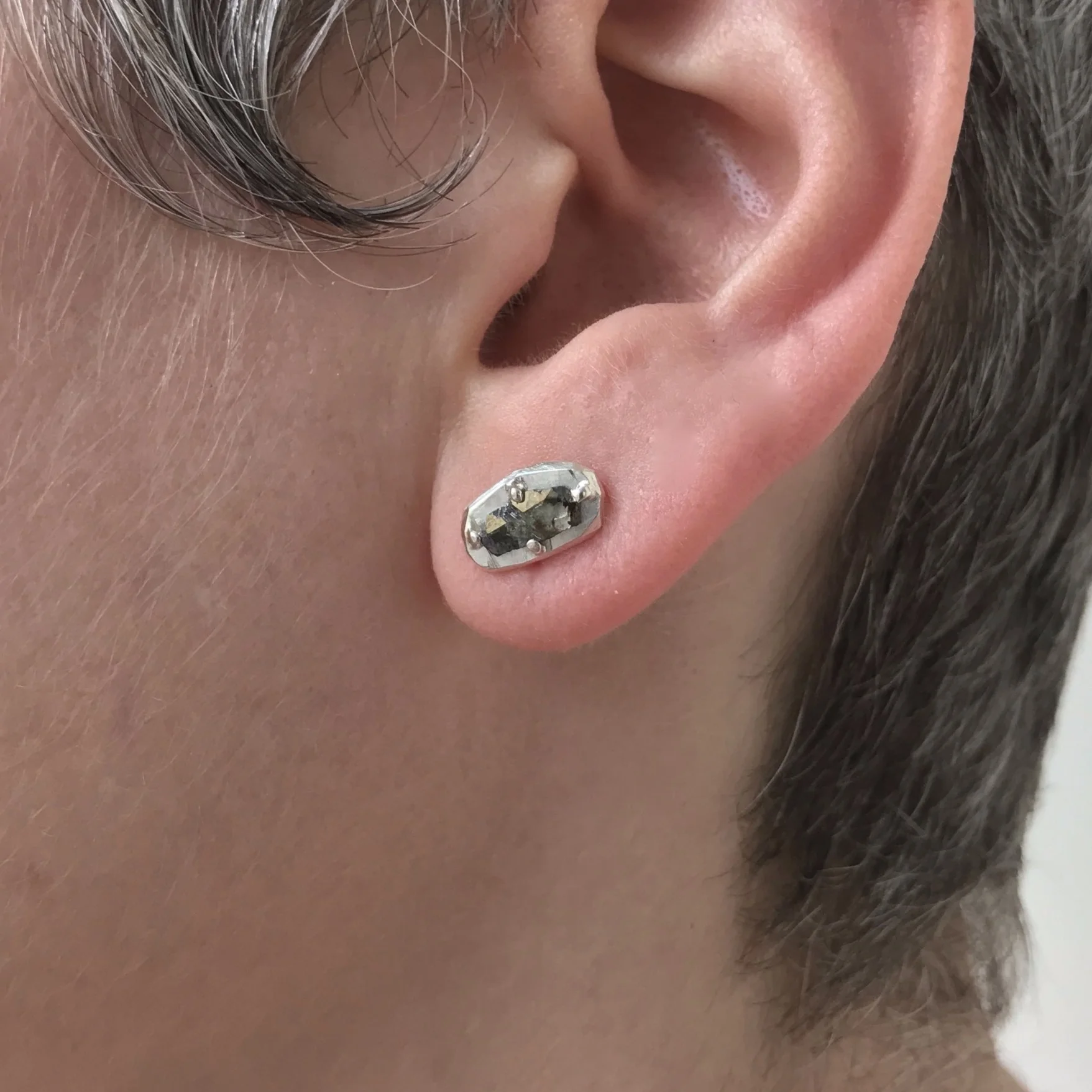Smashed Diamond Solitaire Stud Earrings by Beloved Little Lamb