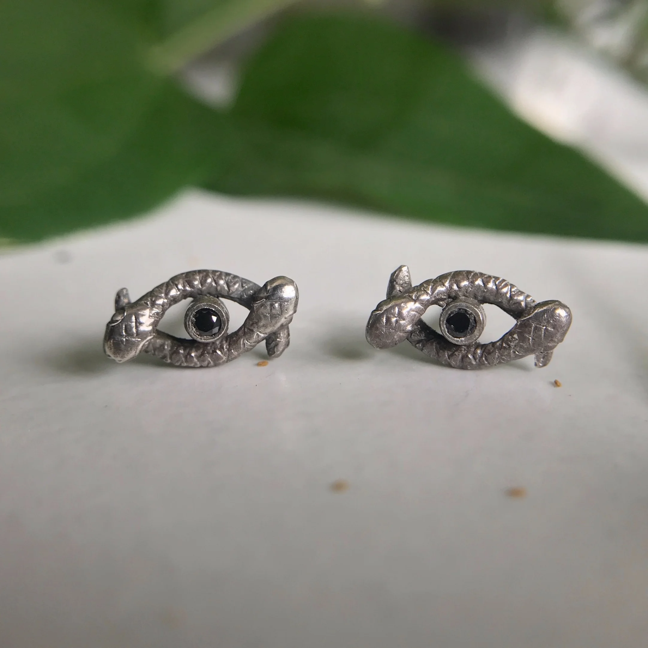 Snakeeye Stud Earring with Black Diamonds by Beloved Little Lamb